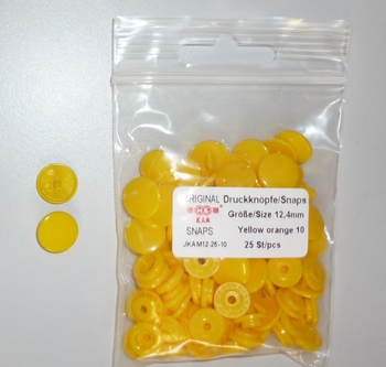 Kamsnap press-buttons 12.4mm (25 pcs), Yellow-Orange 10